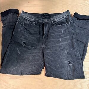 Express‎ Women's Black Distressed Boyfriend Jeans